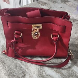 Michael Kors Red Satchel with Gold-Tone Hardware